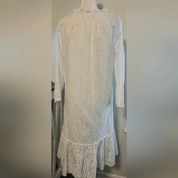 🤩Host Pick❤️Soft Surroundings Midi Eyelet City Of Gardens Dress Women's Sz Med - Picture 3 of 8